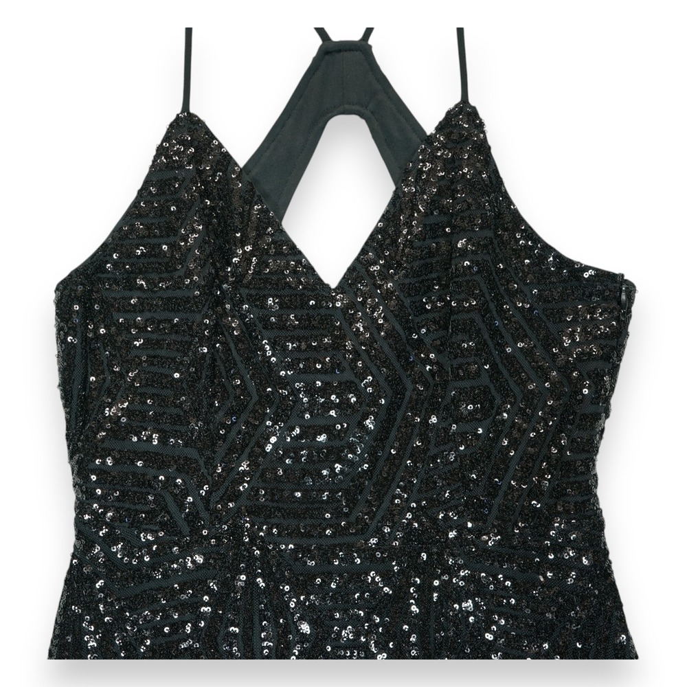 Lulus‎ Serenade in the Night Black Sequin Mini Skater Dress Womens Medium - Picture 6 of 9